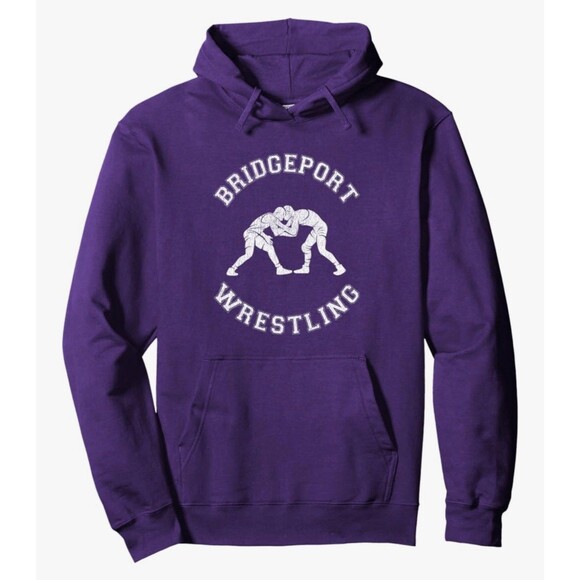 Waukegan Wrestling Distressed Retro Wrestler Pullover Hoodie purple size M - Picture 12 of 12